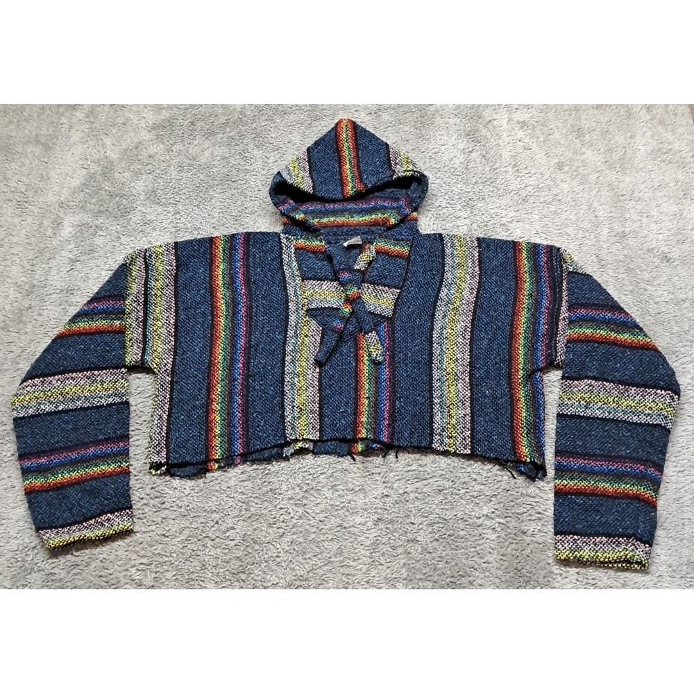 Art-Maz Mexican Pullover Poncho Hippie SizeLarge Unisex Cropped Hippie Woven